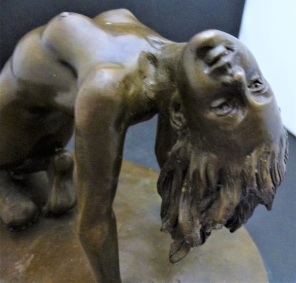 D1# 西洋彫刻 ブロンズ 裸婦像 重さ4.4kg 女性像 大理石台付 婦人 踊り子／裸体／置物／オブジェ／ダンサー/ブロンズ 裸婦 #614-1