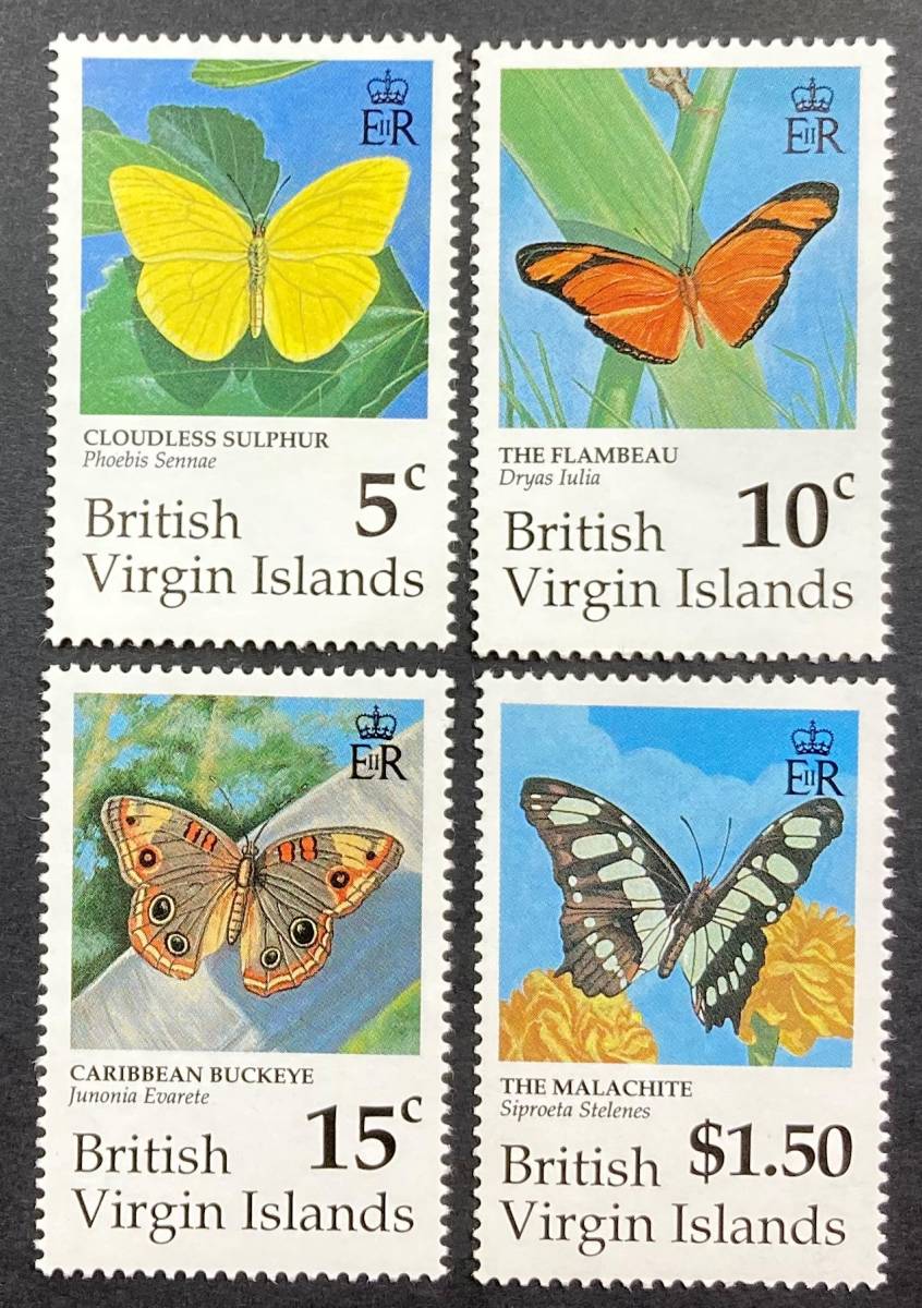 バージン諸島 1991年発行 蝶 切手 4種のみ 未使用 NH_画像1