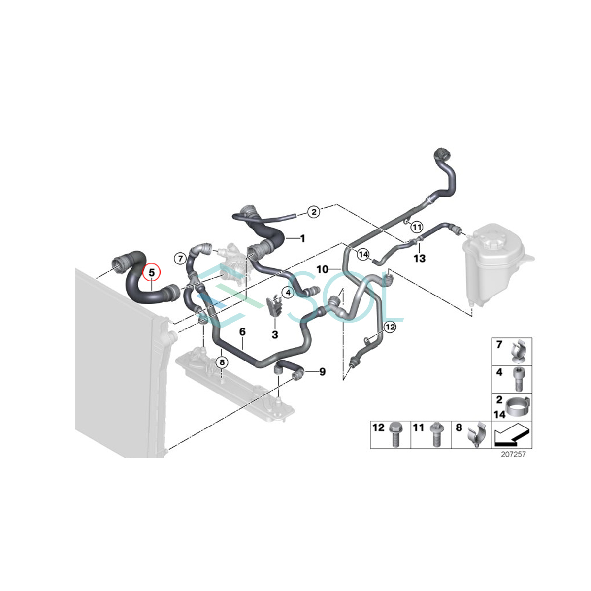 BMW E70 X5 ラジエーター ロアホース クーラントホース 3.0si 17127537108 出荷締切18_画像2