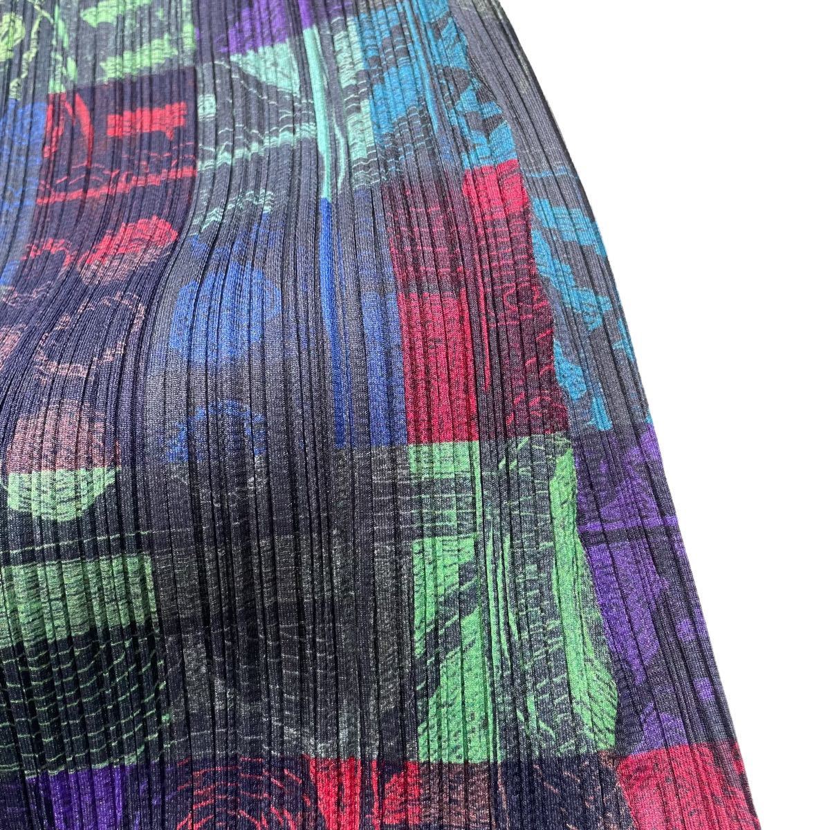 PLEATS PLEASE 総柄デザイン ロングスカート 5 マルチカラー 希少