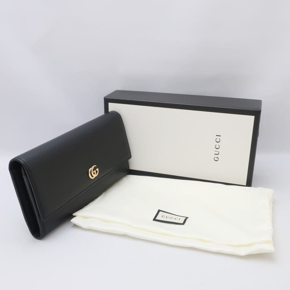 GUCCI グッチ コンチネンタルウォレット 二つ折り 長財布 GGマーモント レザー ブラック 456116 レディース 未使用品◆Nランク【003】_画像3