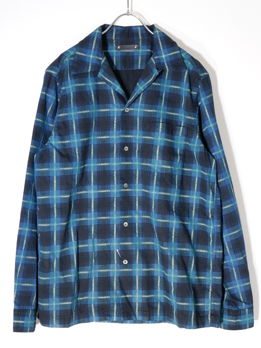MINEDENIMマインデニム 2021SS Lame Check Denim Open Collar SH (BPT