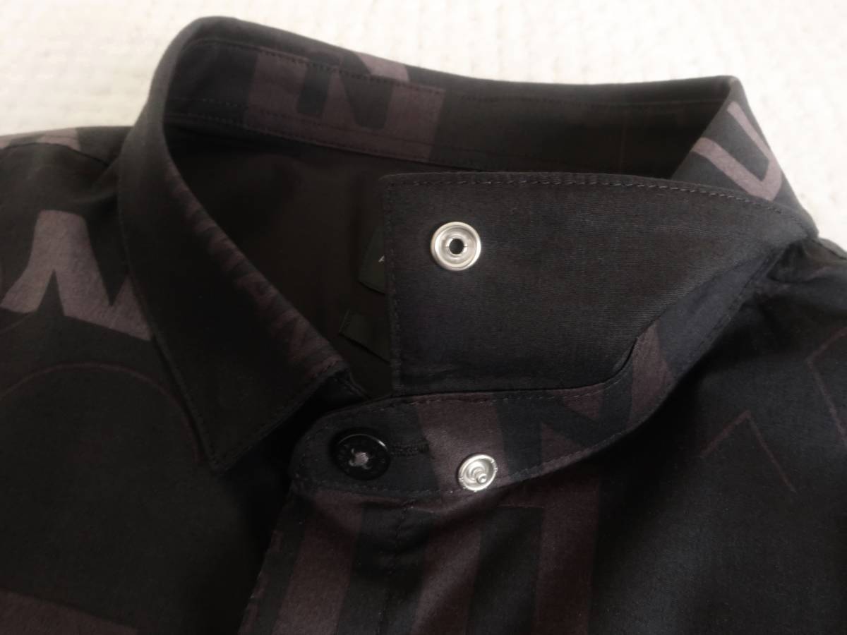  новый товар * Armani * общий рисунок черный рубашка с коротким рукавом * стрейч тонкий * Brown серый Logo принт чёрный чай L*A/X ARMANI*391