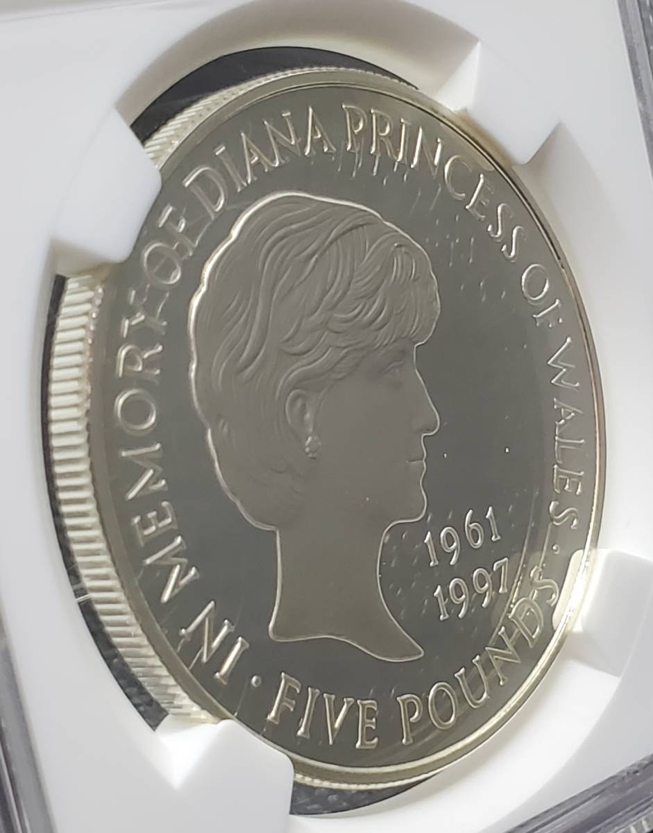 準最高鑑定】☆1999年 イギリス ダイアナ妃追悼記念 5ポンド 銀貨 NGC