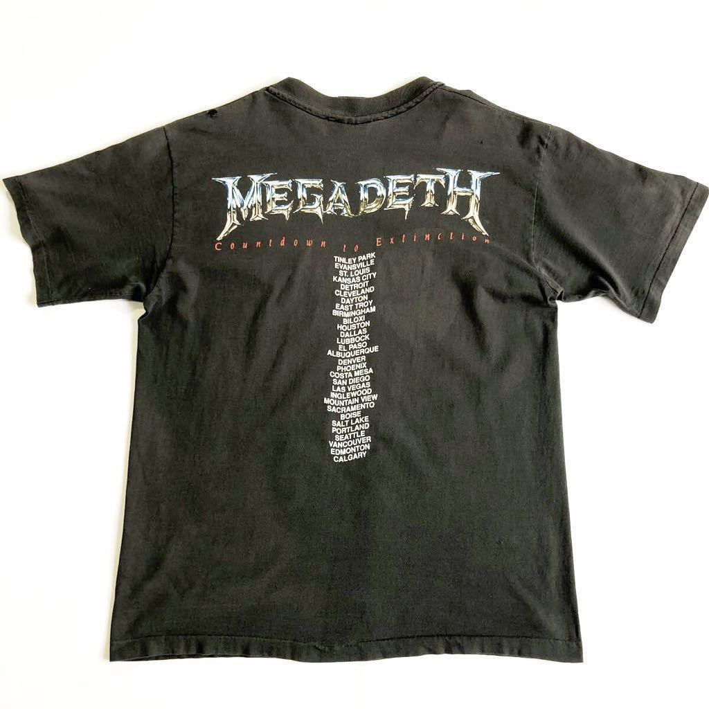  шея подвешивание принт!90s USA производства GIANT mega tes Tour футболка L Vintage двусторонний принт MEGADETH punk metal . человек частота осмотр Metallica 