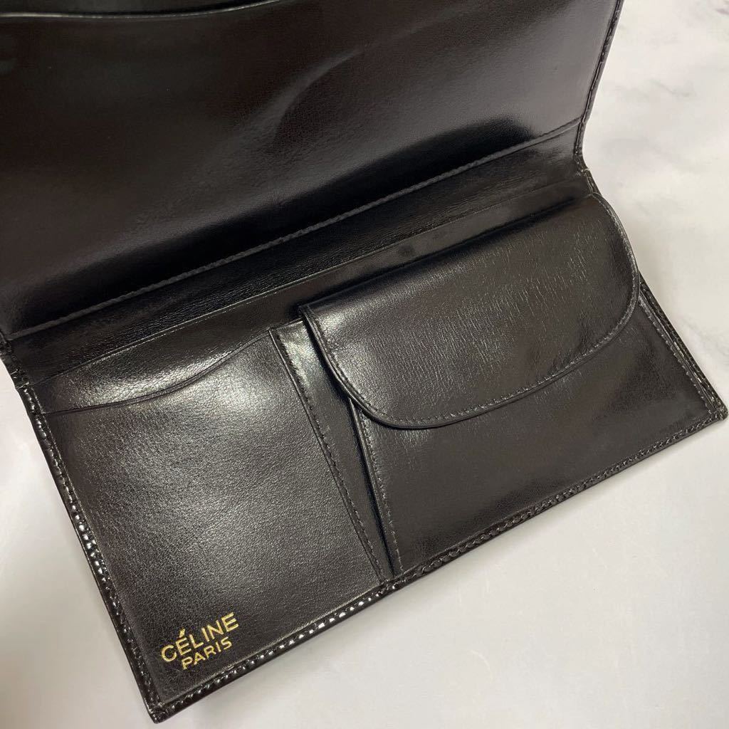 ☆CELINE セリーヌ 美品 ヴィンテージ 馬車金具 エナメル 折り 長財布