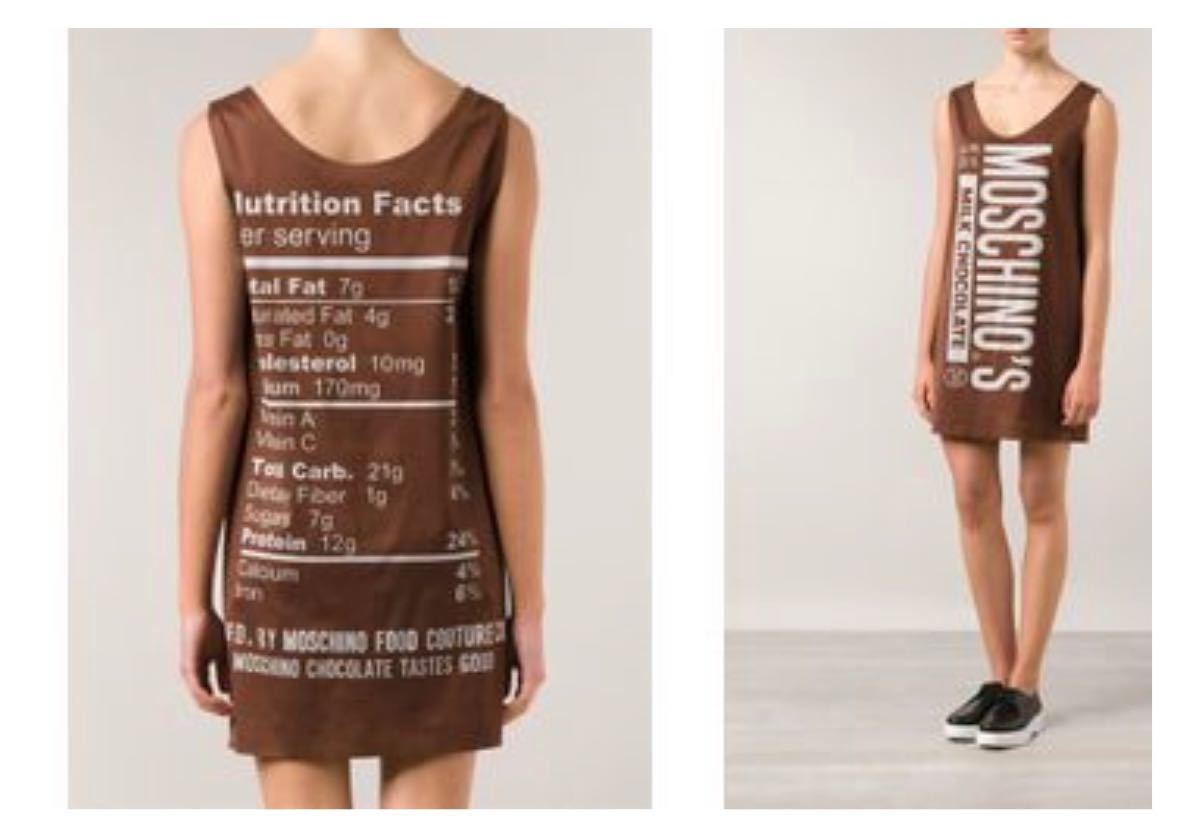 モスキーノ　Women's Brown Satin Chocolate Bar Dress