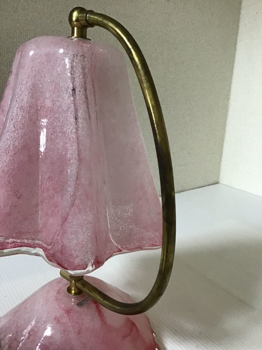 岩田ガラス 気泡ガラス テーブルランプ ピンク アンティーク 岩田ガラス 気泡ガラス テーブルランプ ピンク アンティーク