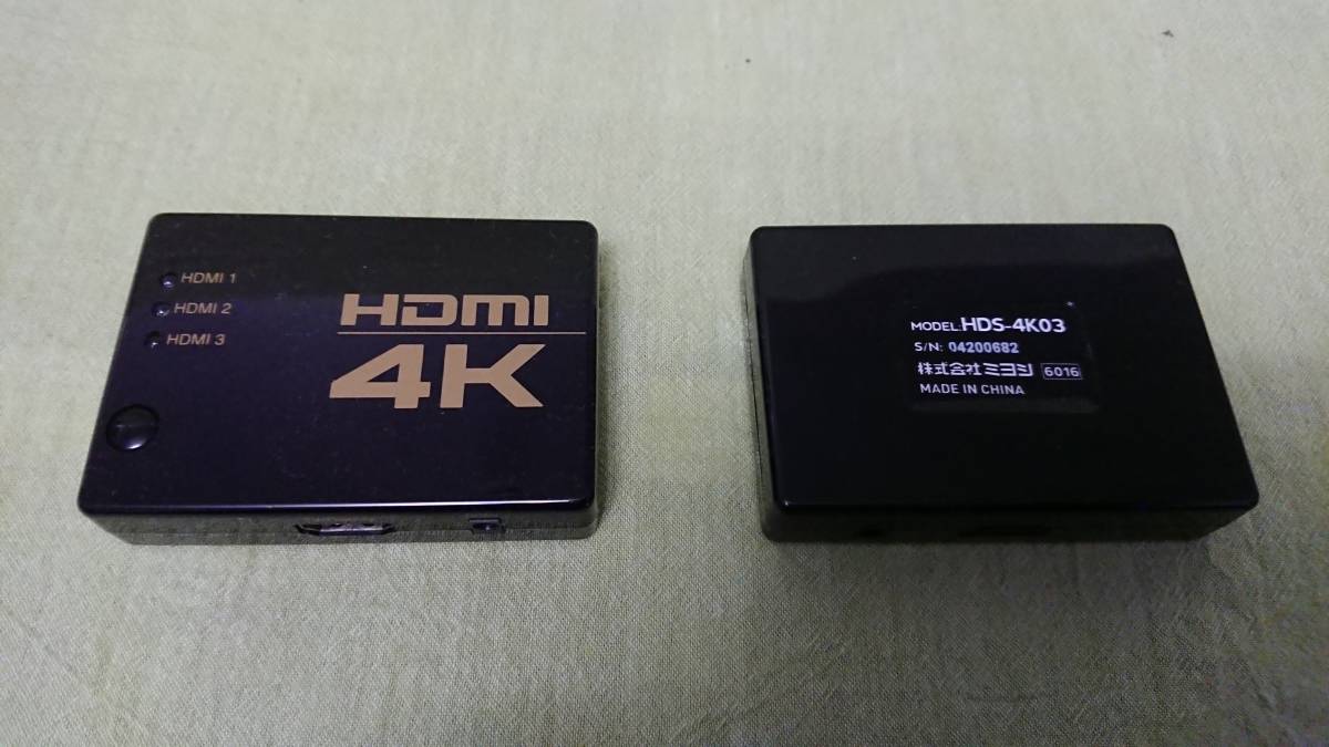 動作確認済★ミヨシ HDMI 切替器 HDS-4K03 3入力×1出力★USB電源ケーブル・取扱説明書付_画像1