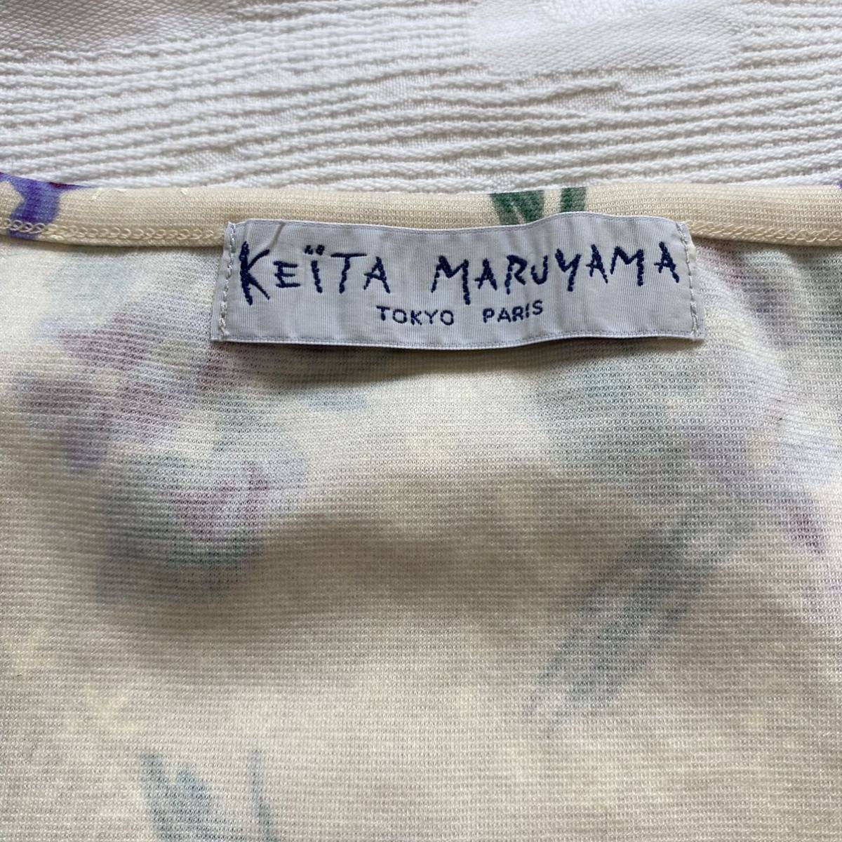 [ прекрасный товар ]KEITA MARUYAMA Keita Maruyama * эластичный материалы цветочный принт трикотаж с коротким рукавом "теплый" белый неотбеленная ткань размер 2 a22060810