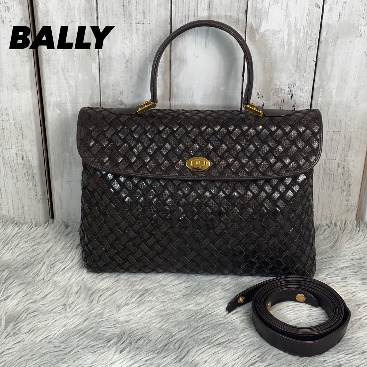 ○美品・希少○BALLY バリー 2way バッグ ハンドバッグ メッシュレザー