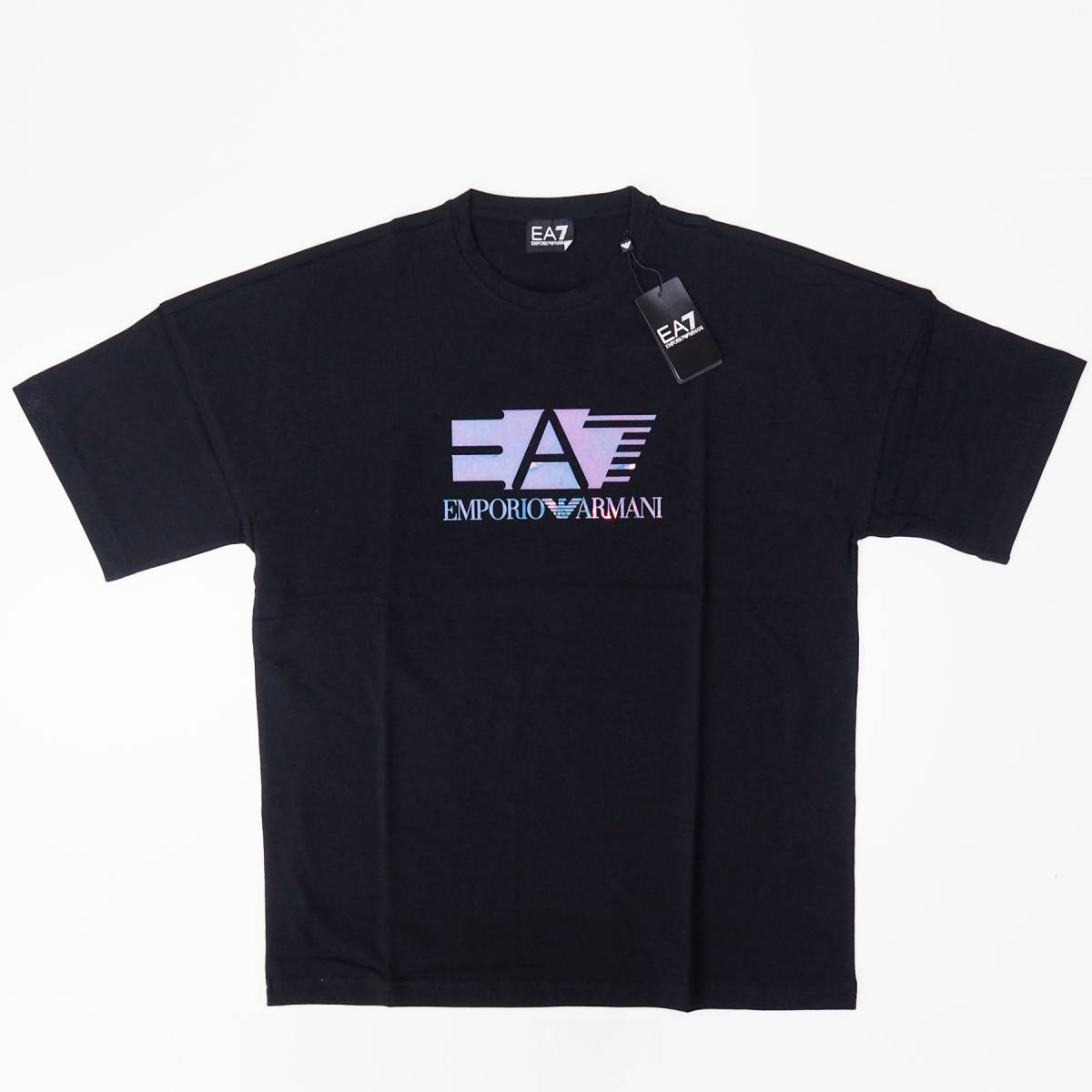 新品正規品 Emporio Armani EA7 エンポリオ アルマーニ 3LPT35 PJ5MZ メタリック 光沢 ロゴ 半袖 クルーネック メンズ Tシャツ M