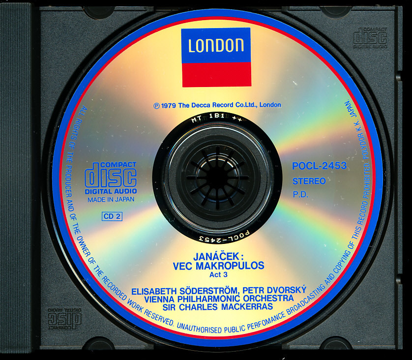 2CD-BOX DECCA/LONDON国内盤 シュトレーム他, マッケラス - ヤナーチェク：「マクロプロス事件」全曲　b7B000UVEICK_トレイは撮影用です。