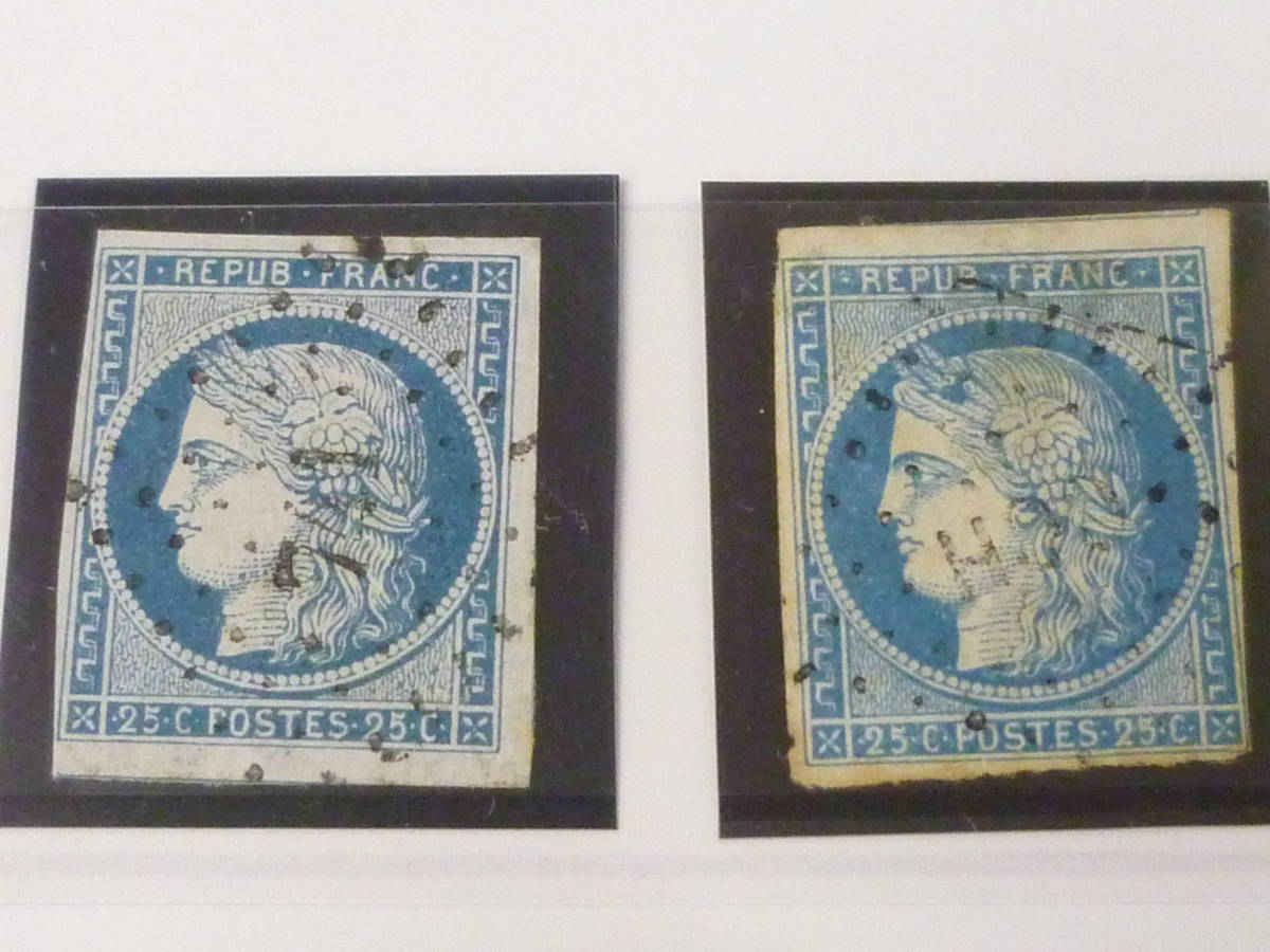 22L S №15 フランス切手 クラシック 1849-1850年 SC#1-9の内 セレス 5種 計9枚 使用済・F 【SC評価 $3,300+】 