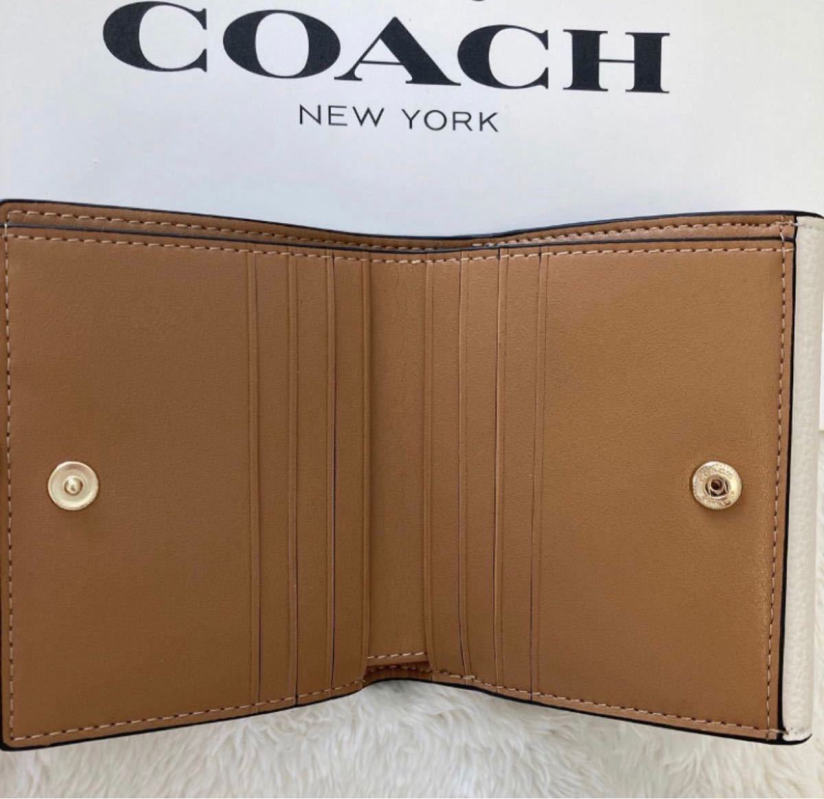 COACH 財布 ホワイト 白 ミニ財布 三つ折財布 コーチ財布 レディース財布