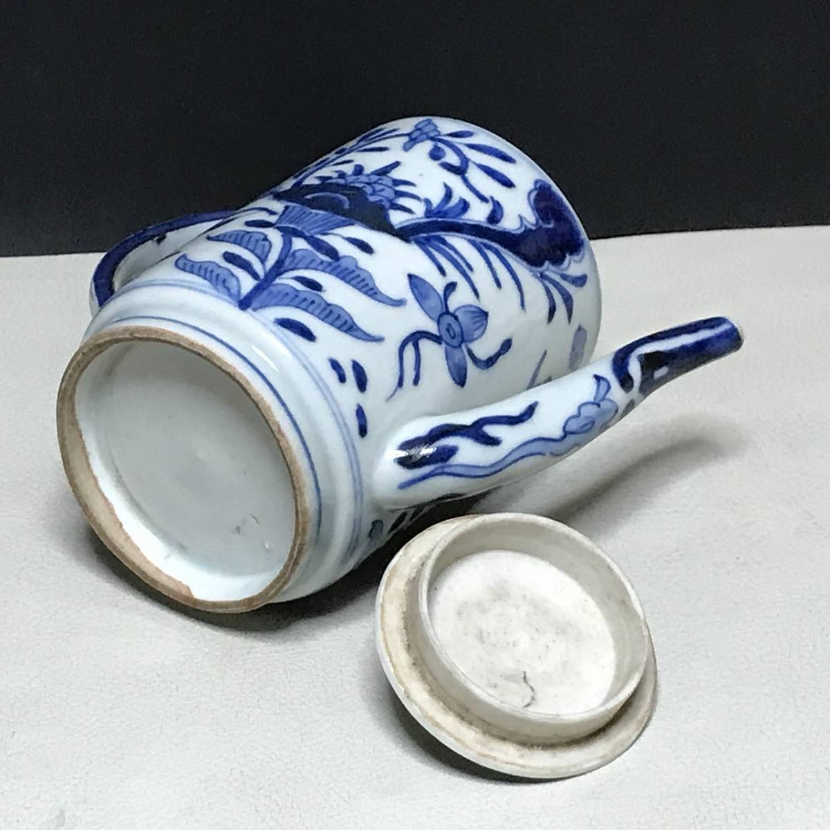 SALEお得新渡 染付 水注 水次 花鳥紋 中国古玩 唐物 木箱入り 茶道具 染付