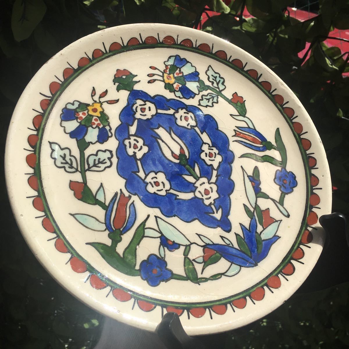 激レア 訳有 トルコ キュタフヤ陶器 飾り皿 伝統工芸品 置き物 オブジェ 絵皿 手描き 陶磁器 オブジェ 焼き物 