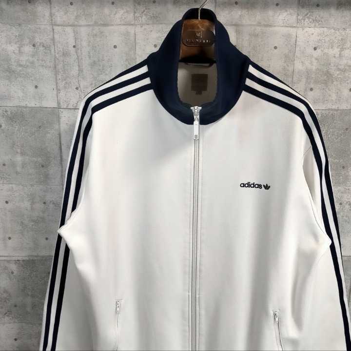 希少サイズ 3XL adidas アディダス バイカラー 白 紺 White Navy ホワイト ネイビー ジャージ 古着 ヴィンテージ  トラックジャケット