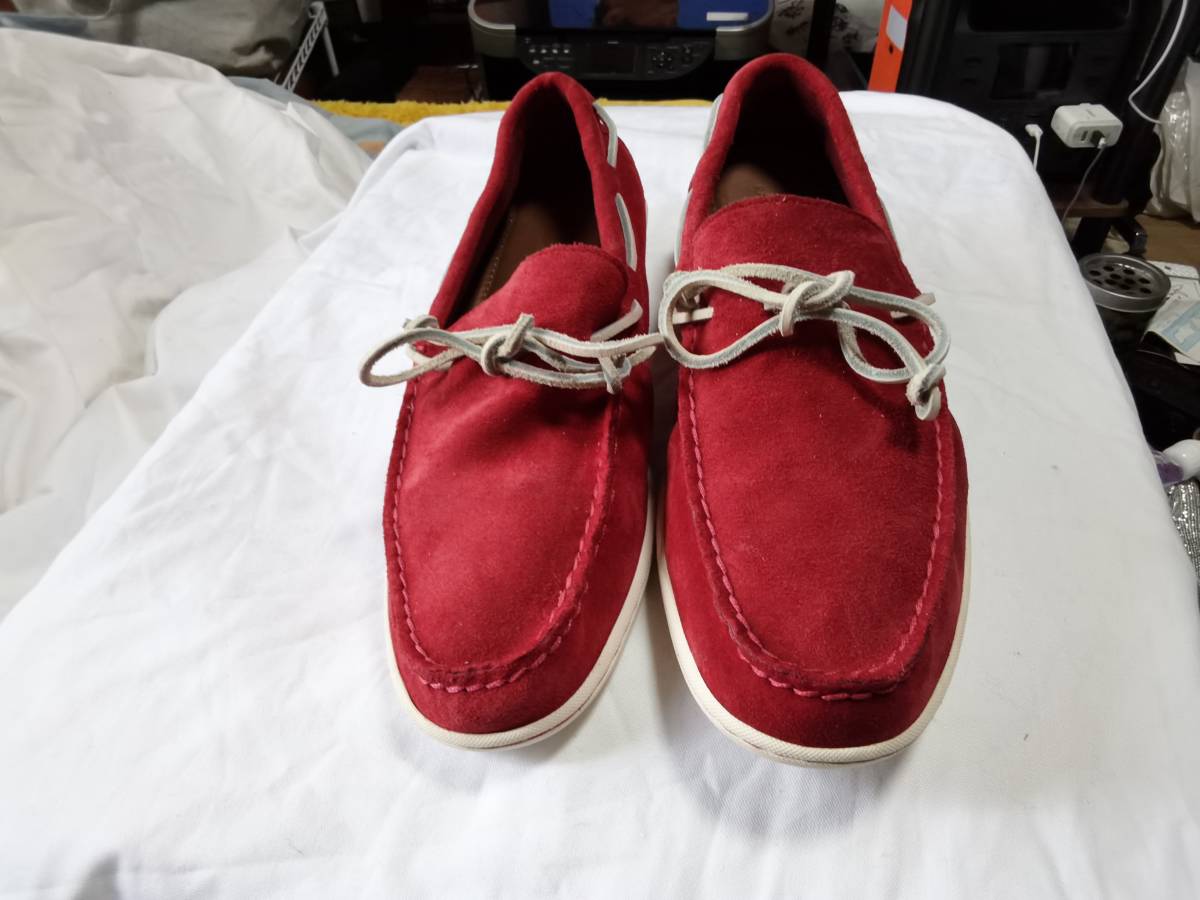  бесплатная доставка не использовался Polo Ralph Lauren deck shoes кожа 9D красный общая длина 28,5cm