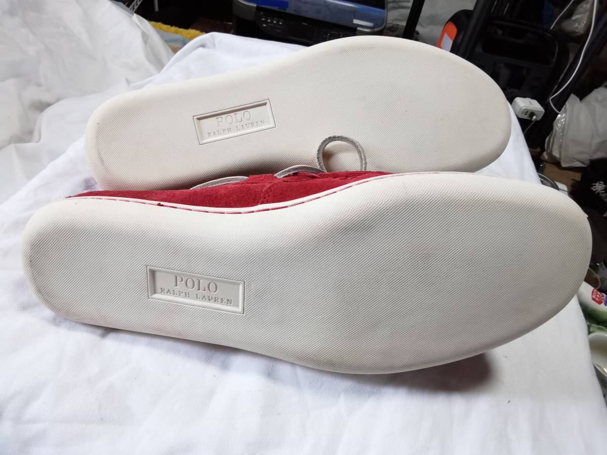  бесплатная доставка не использовался Polo Ralph Lauren deck shoes кожа 9D красный общая длина 28,5cm
