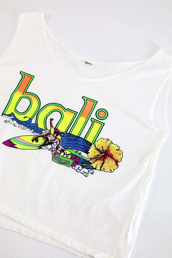 Used 80s-90s bali Surf Graphic Cotton Tnak-Top Size XL corresponding old clothes 