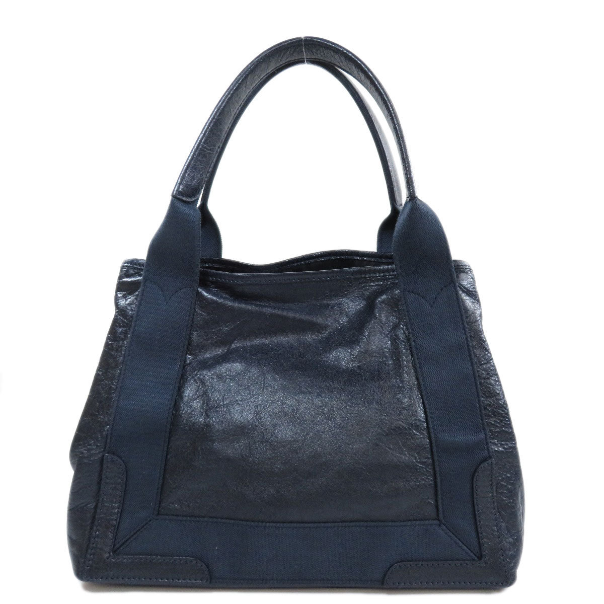 BALENCIAGA バレンシアガ ネイビーカバ S ハンドバッグ レザー
