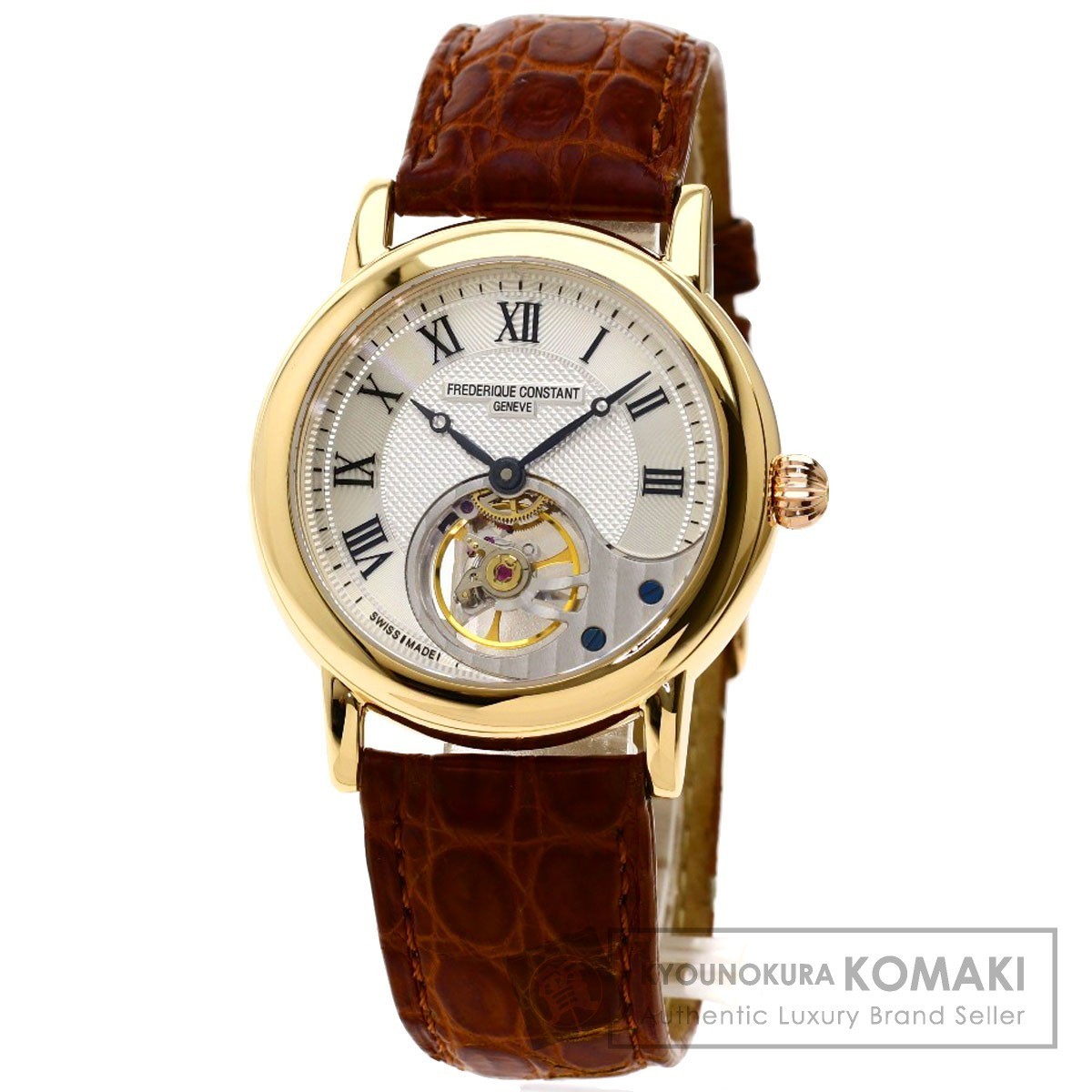 FREDERIQUE CONSTANT Frederick * constant FC-910x3H9 Heart beet 99ps.@ limitation wristwatch K18 yellow gold leather men's used 