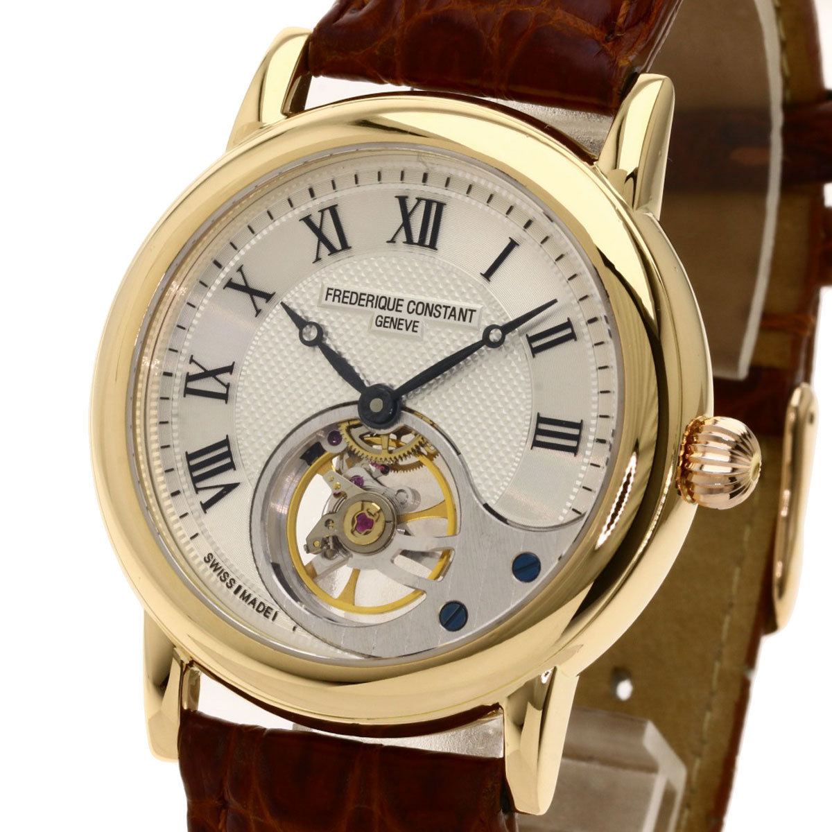 FREDERIQUE CONSTANT Frederick * constant FC-910x3H9 Heart beet 99ps.@ limitation wristwatch K18 yellow gold leather men's used 