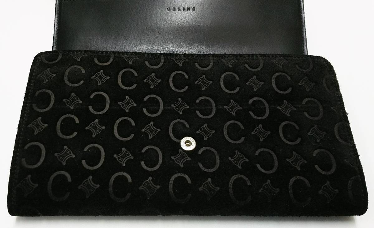 ■新品（未使用）【二つ折り財布】 CELINE（セリーヌ） 長財布 スエード マカダム柄 イタリア製 黒 ブラック系_画像2