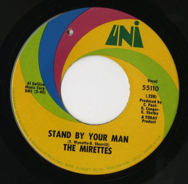 【ロック 7インチ】The Mirettes - Stand By Your Man / If Everybody'd Help Somebody [UNI Records 55110]_画像1