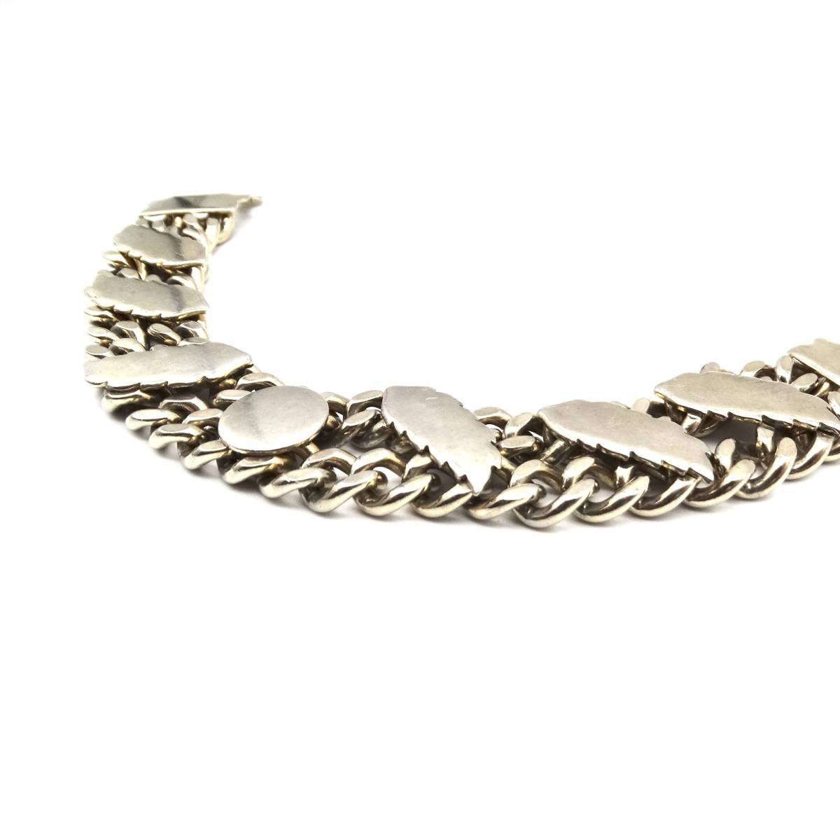 ★50s USA vintage silver leaf design bracelet_画像2
