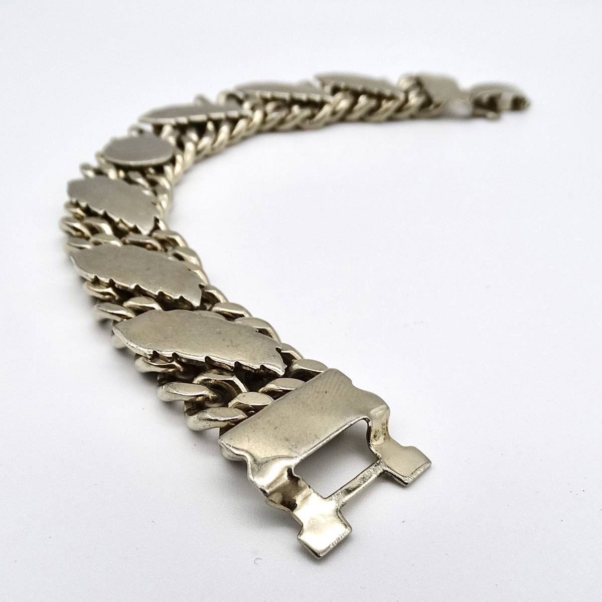 ★50s USA vintage silver leaf design bracelet_画像3