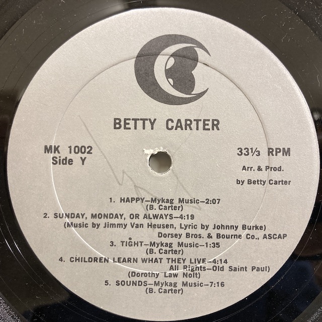 ●即決VOCAL LP Betty Carter / St Mk1002 2325 米オリジナル、シュリンク _画像3