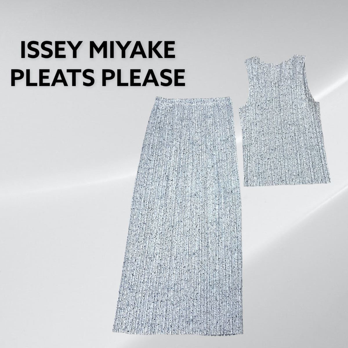 新品未使用 21ss PLEATS PLEASE 総柄 プリーツ ノースリーブ タンク