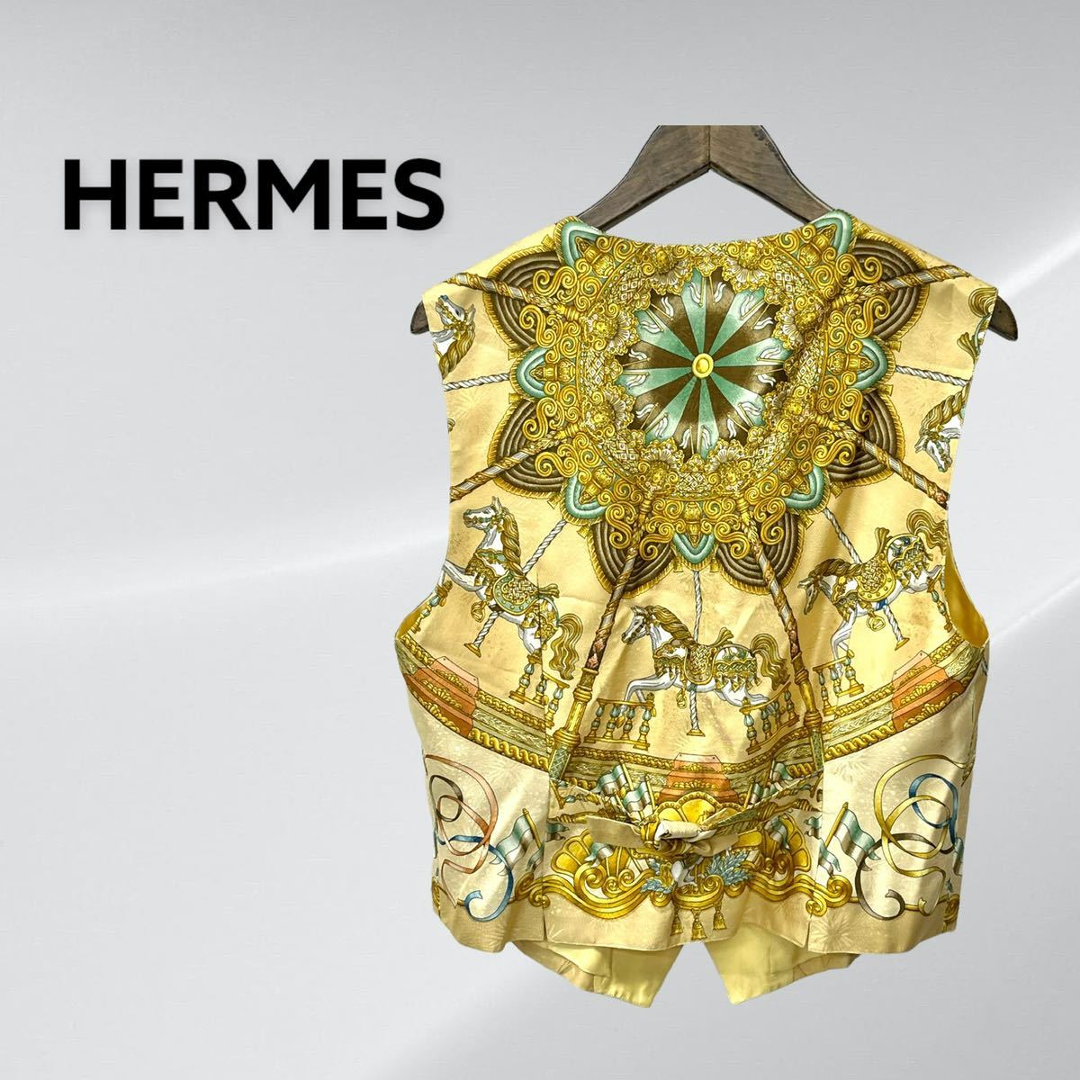 HERMES エルメス ヴィンテージ オールド スカーフ柄 シルク ベスト