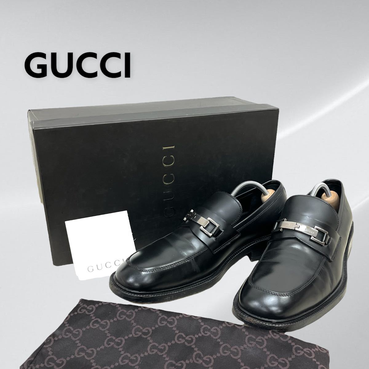 高級 箱保存袋付き GUCCI グッチ ホースビット シルバー金具 ロゴ刻印