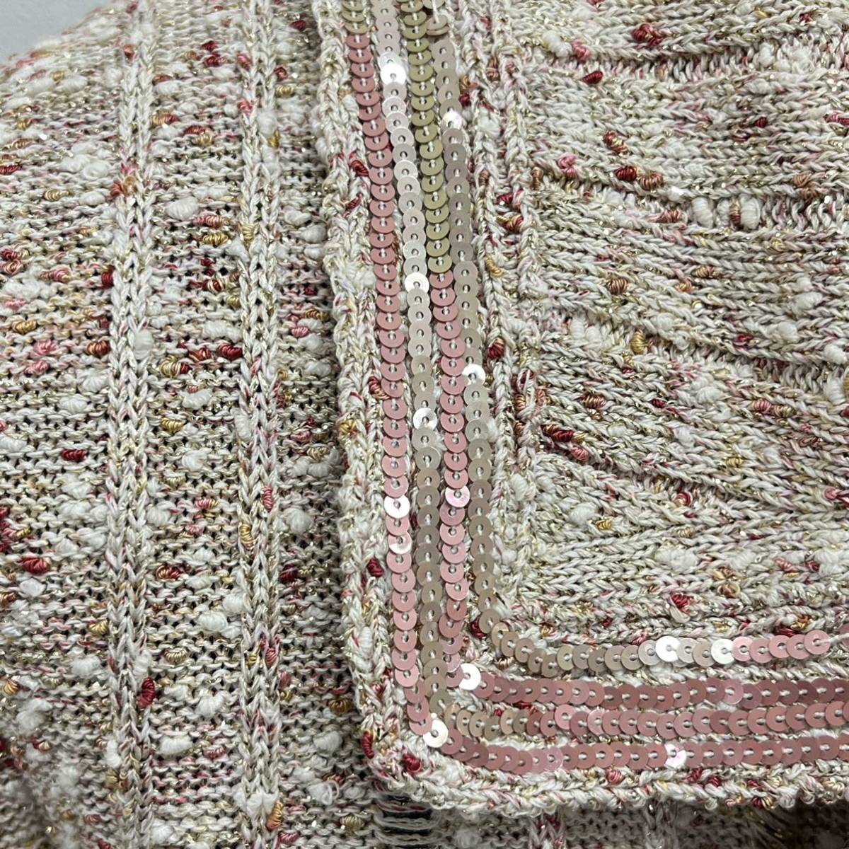 高級 CHANEL シャネル 06P P28099K00030 2006年春夏モデル スパンコール ラメ糸 ニット ジャケット