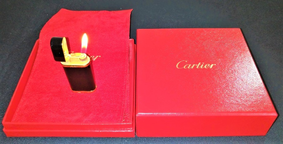 Cartier カルティエ オーバル ライター ブラックラッカーゴールド ガス