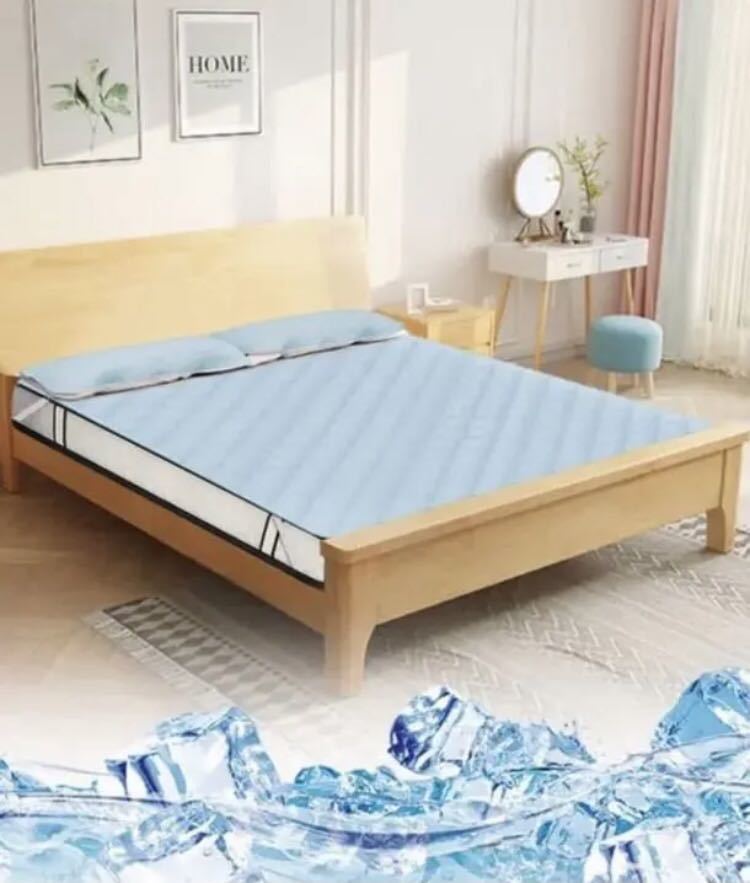 敷きパッド 接触冷感 シングル ベッドパッド 100x205cm ブルー_画像2