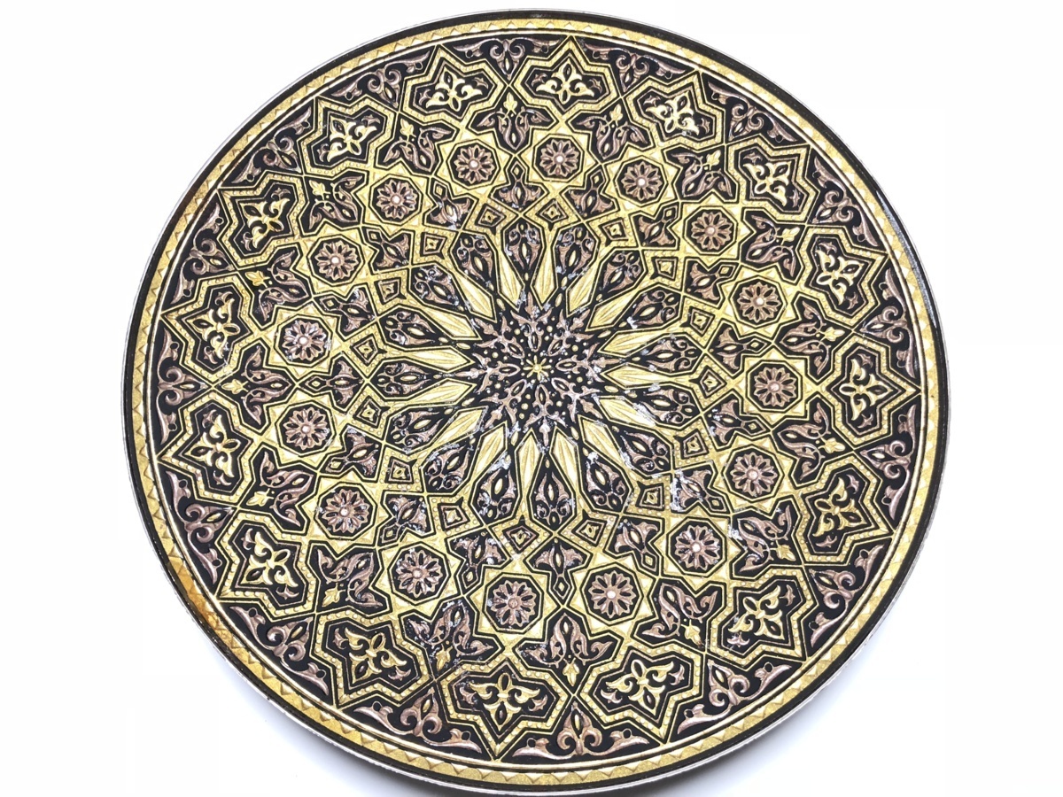 スペイン トレド Damasquinado(ダマスキナード) 純金象嵌 353.0g 飾り皿