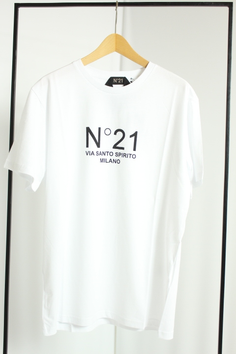 N°21 ヌメロヴェントゥーノ 定番ロゴTシャツ ホワイト メンズ サイズXL
