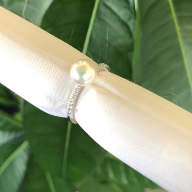 最終値下げ！新品 高級アコヤ真珠 指輪 ダイヤモンド ８号 プラチナ900