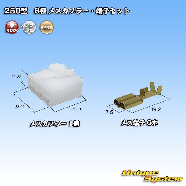 矢崎総業 250型 6極 メスカプラー コネクター・端子セット_画像1