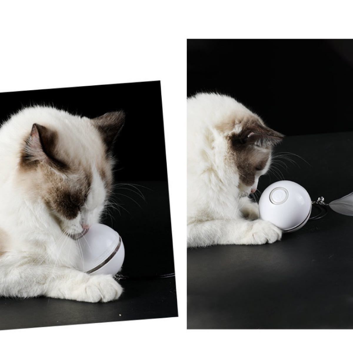【自動回転】ペット用おもちゃ　猫　電動　発光　ボール　LEDライト　USB充電