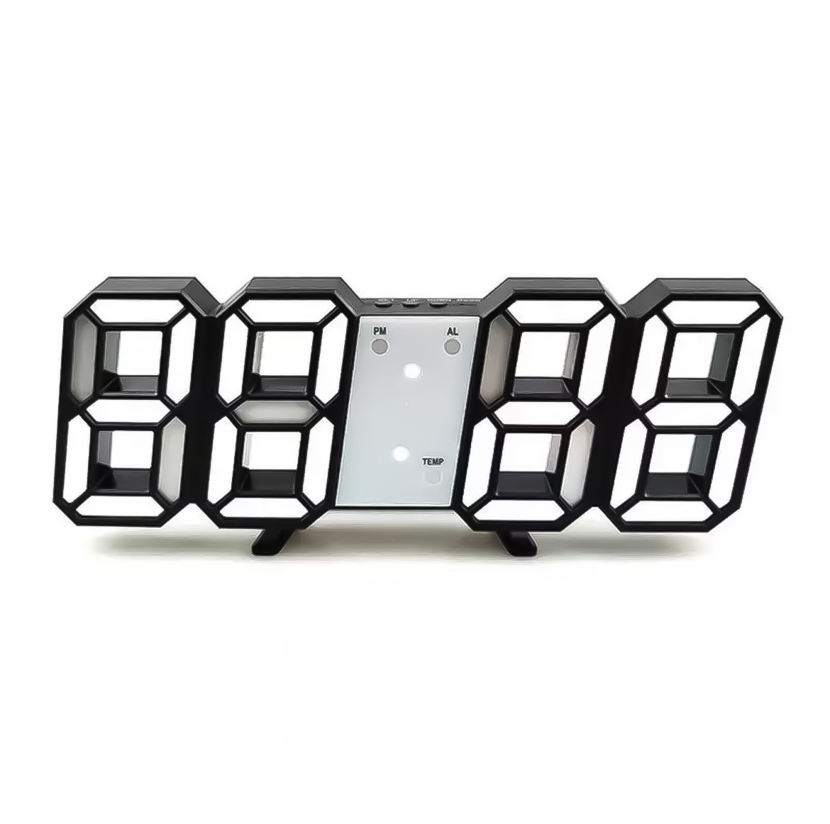 417円 【SALE／78%OFF】 3D立体時計 ホワイト LED壁掛け時計 置き時計 両用 デジタル時計