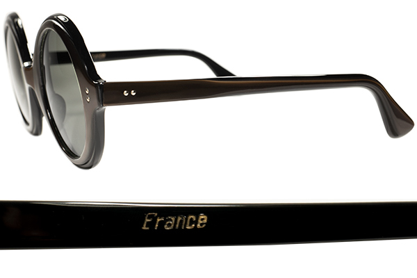 French Mid Century なOLDモード感とシックな色使い1960sフランス製デッド FRAME FRANCE ラウンド サングラス 丸眼鏡 黒ベース BROWN SILK_画像3