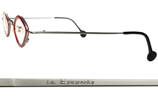 独自STYLE確立テクニカル技巧的デザイン1990sITALY製デッド l.a.Eyeworks アイワークス 小径インナーリム 変形OCTAGON オクタゴン a9127_画像3