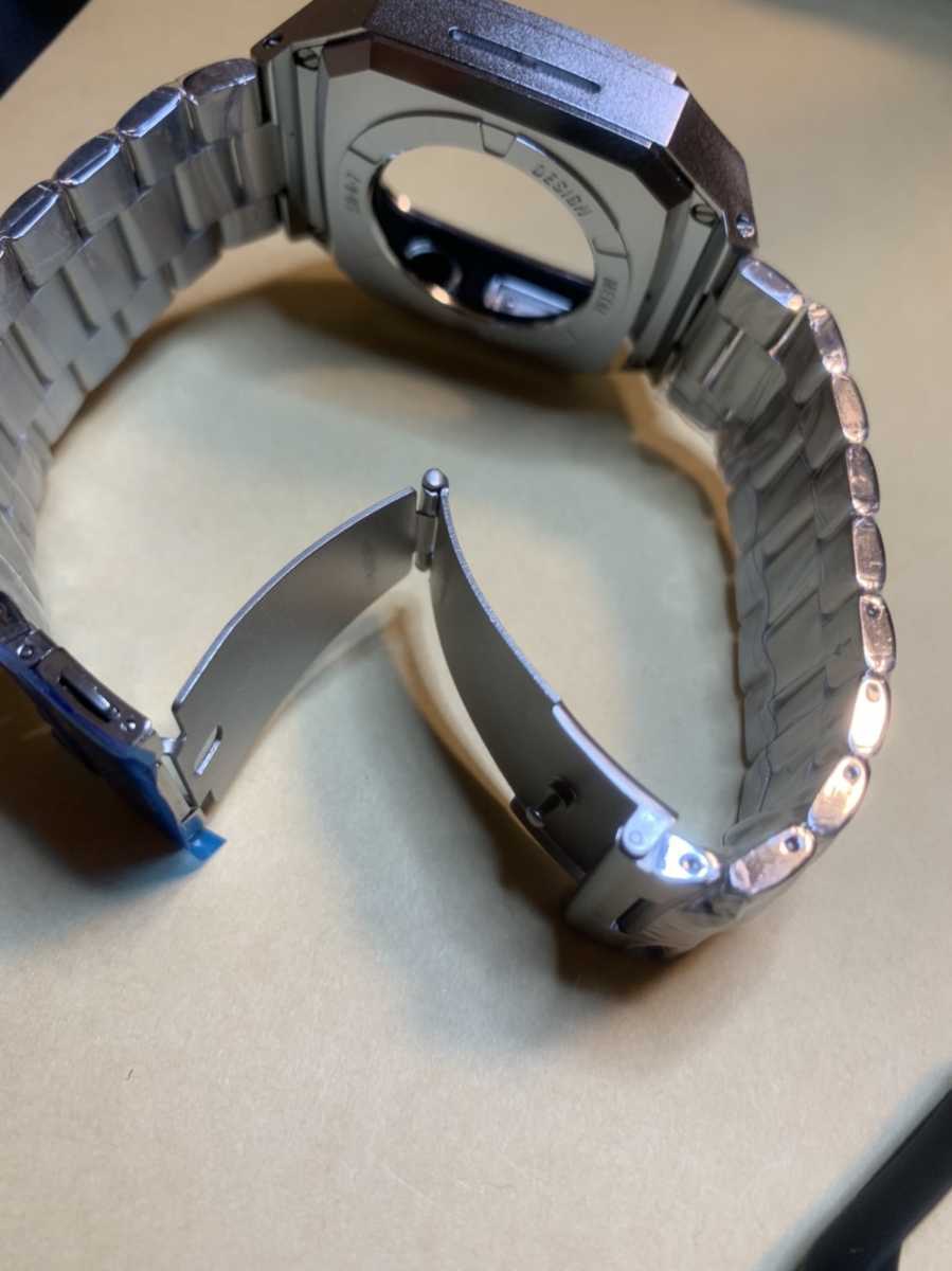 40mm 41mm 銀色 apple watch メタル ラバーバンド カスタム 金属