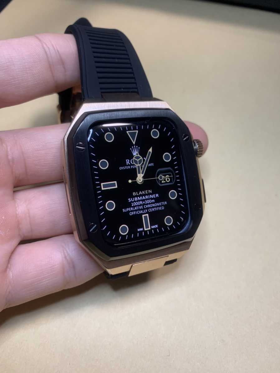42mm 44mm 45mm 薔薇金黒 apple watch メタル ラバーバンド レザー