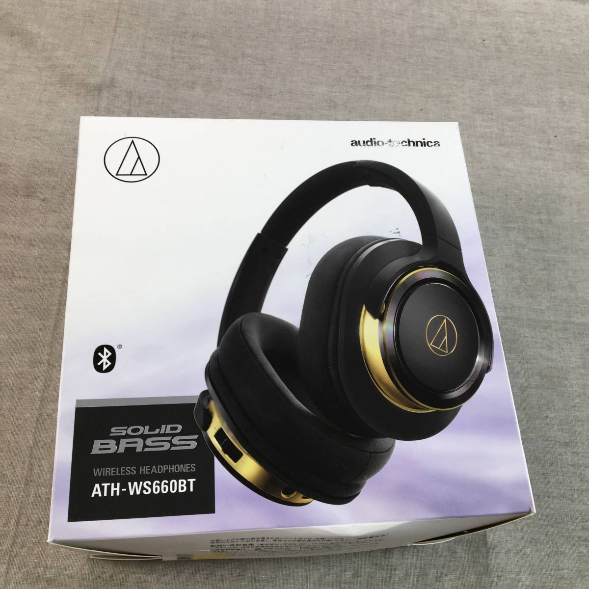 現状品　audio-technica SOLID BASS ワイヤレスヘッドホン 重低音 最大40時間再生 ブラックゴールド ATH-WS660BT BGD_画像1